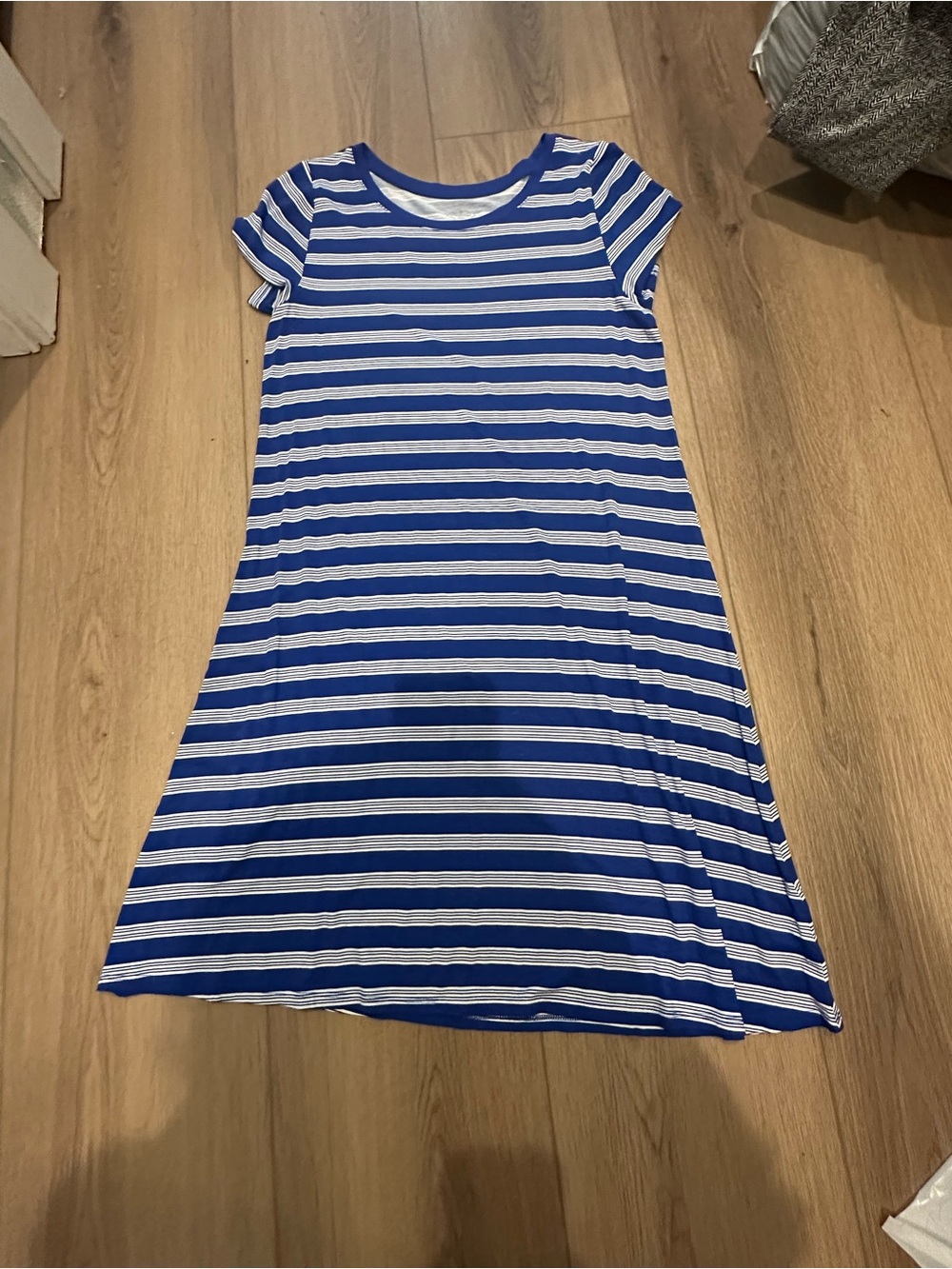 St. John's Bay Blue and White Striped Casual A-Line Dress